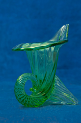 1950's Murano, Art Glass Green Cornucopia/Vase, By Archimede Seguso